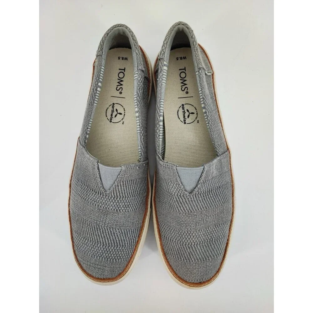 Toms Women's Parker Slip On Gray Canvas Casual Sneakers Size 8.5 US - Picture 4 of 9